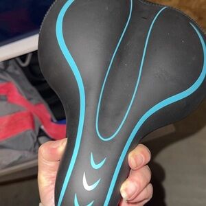Black Bike Saddle with Teal Accents